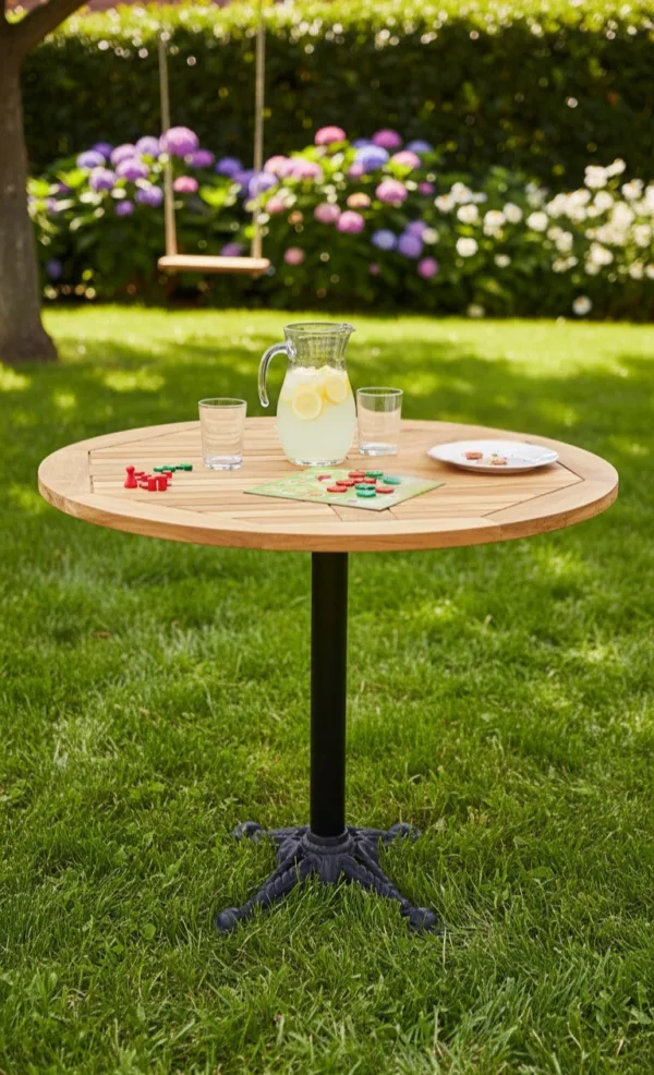 Teak Ağacından Ahşap Yuvarlak Masa - 79 cm - Görsel 3
