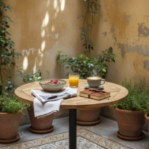 Teak Ağacından Ahşap Yuvarlak Masa - 79 cm