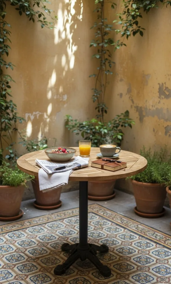 Teak Ağacından Ahşap Yuvarlak Masa - 79 cm